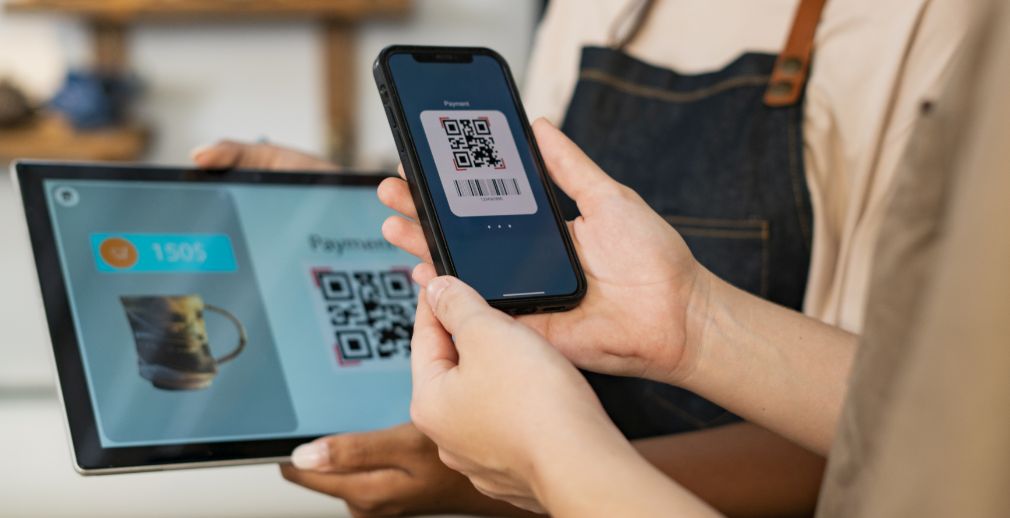 A QR code being scanned from a mobile device