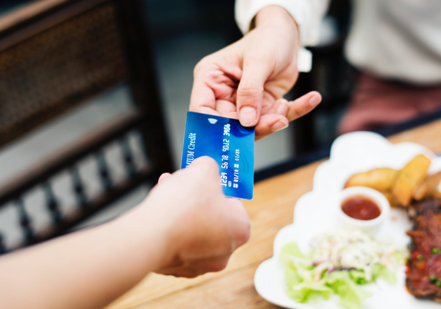 credit card payment at a restaurant